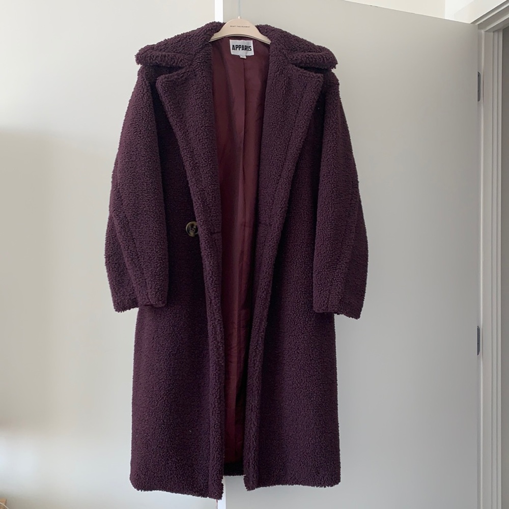 Purple / Eggplant Faux Shearling Coat from Apparis